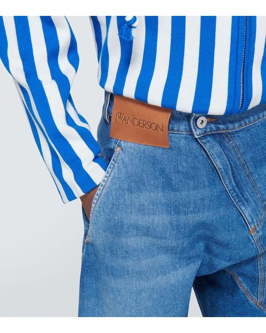 J.W. Anderson Blue Twisted Low-rise Denim Shorts for men