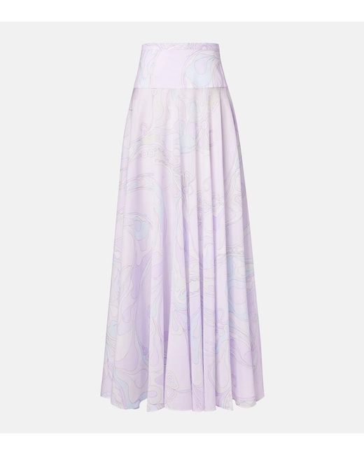 Emilio Pucci Purple Orchidee Cotton Maxi Skirt