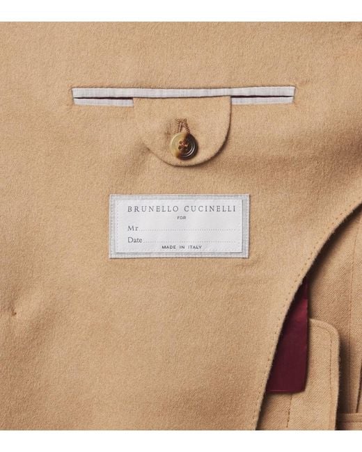 Brunello Cucinelli Natural Double-Breasted Camel Hair Blazer for men