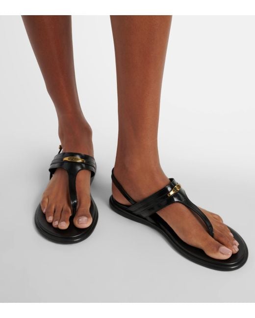 Isabel Marant Black Nya Leather Thong Sandals