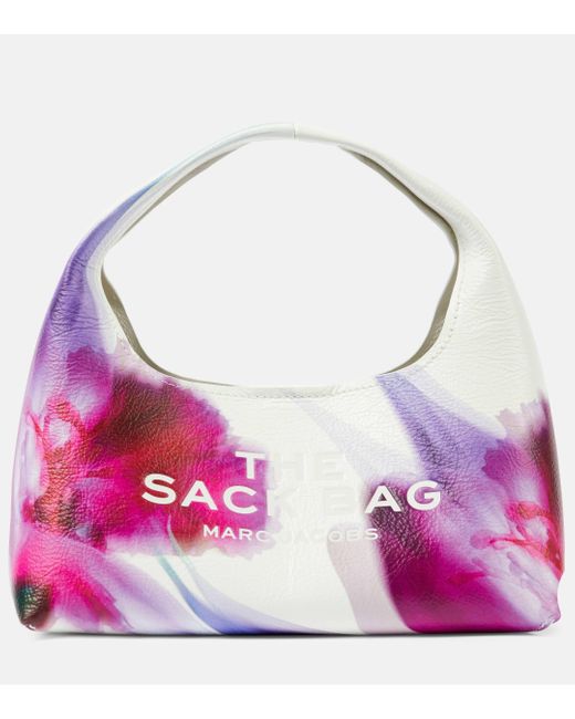 Marc Jacobs Purple The Sack Future Floral Mini Leather Tote Bag