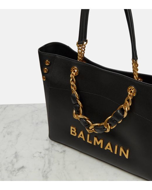 Balmain Black 1945 Soft Leather Shopper Bag