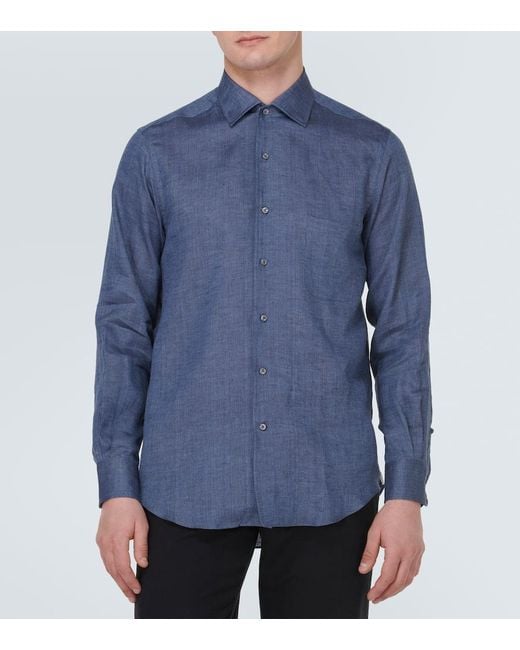 Camicia Andre di Loro Piana in Blue da Uomo