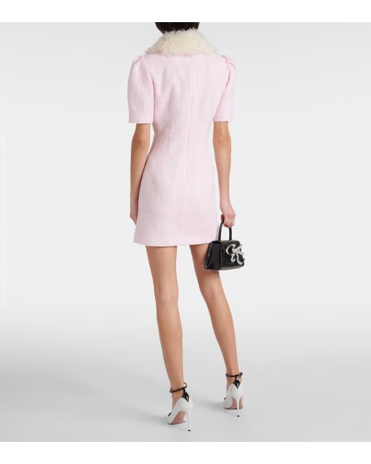 Alessandra Rich Pink Sequined Collared Tweed Minidress