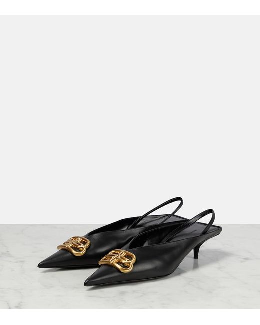 Balenciaga Black Square Knife Bb Slingback Mules