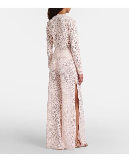 Alexandra Miro Pink Paloma Lace Wide-Leg Pants