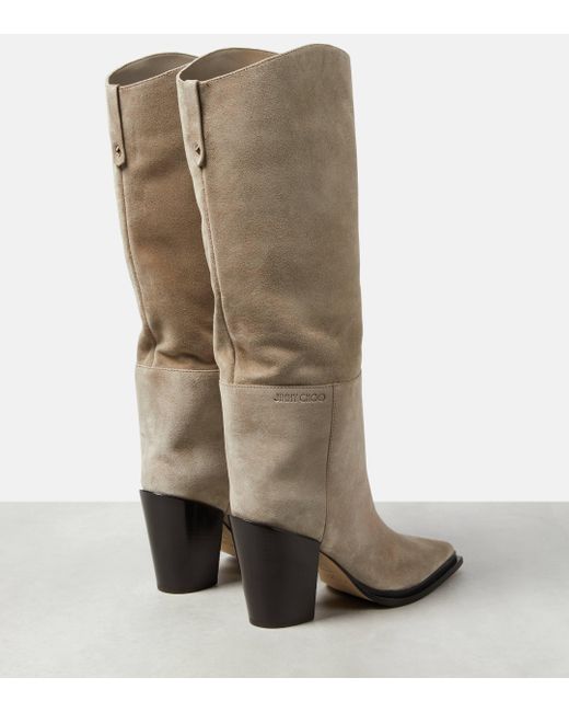 Jimmy Choo Natural Cece 80 Suede Knee-high Boots