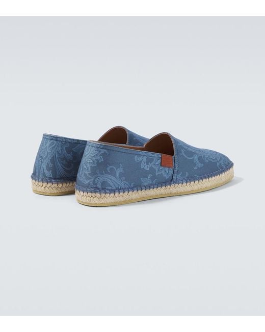 Etro Blue Paisley Gabardine Espadrilles for men