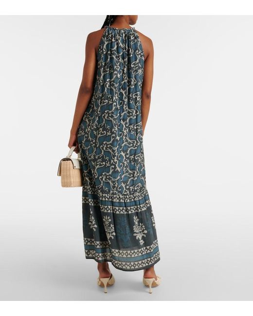 Velvet Blue Ghita Cotton And Silk Voile Midi Dress