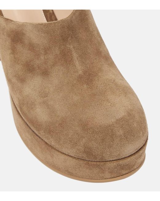 Gianvito Rossi Brown Lyss Suede Platform Mules