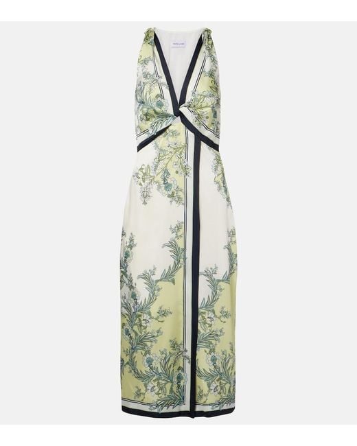 Veronica Beard Green Kaliza Floral Twill Midi Dress