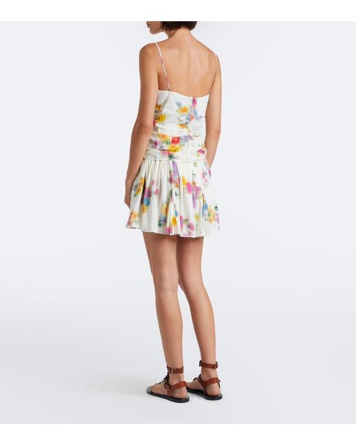 Isabel Marant White Livy Pleated Printed Miniskirt