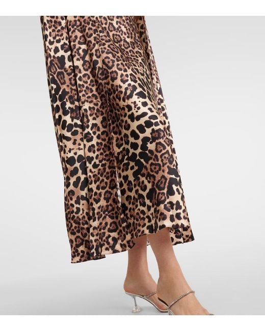 Rodarte Multicolor Leopard-Print Caped Silk Charmeuse Gown