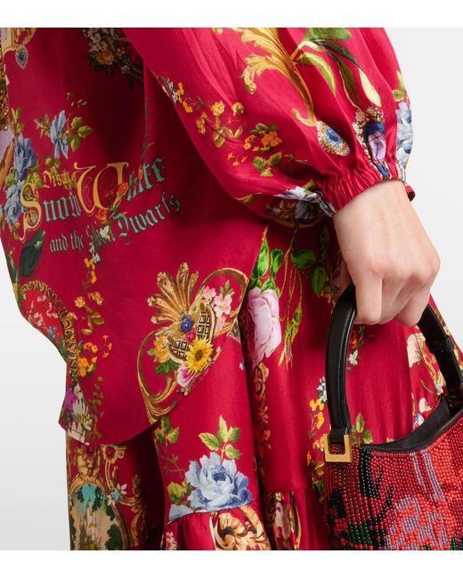 Camilla Red Printed Silk Shirt