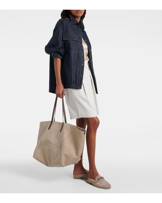Brunello Cucinelli Natural Large Canvas Tote Bag