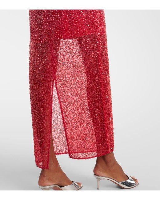 Vestido Largo Con Lentejuelas ROTATE BIRGER CHRISTENSEN de color Red