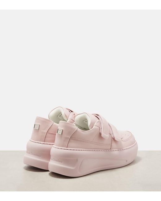 Acne Pink Face Leather Platform Sneakers