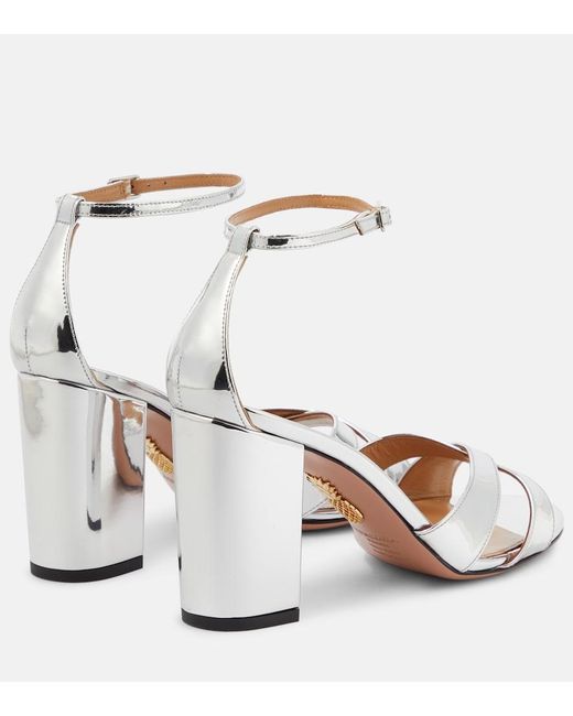 Aquazzura Divine 85 Metallic Leather Sandals