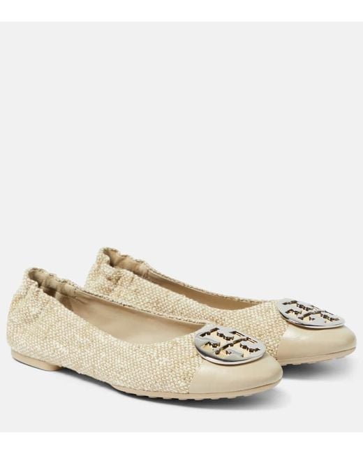 Tory Burch Natural Claire Tweed Ballet Flats