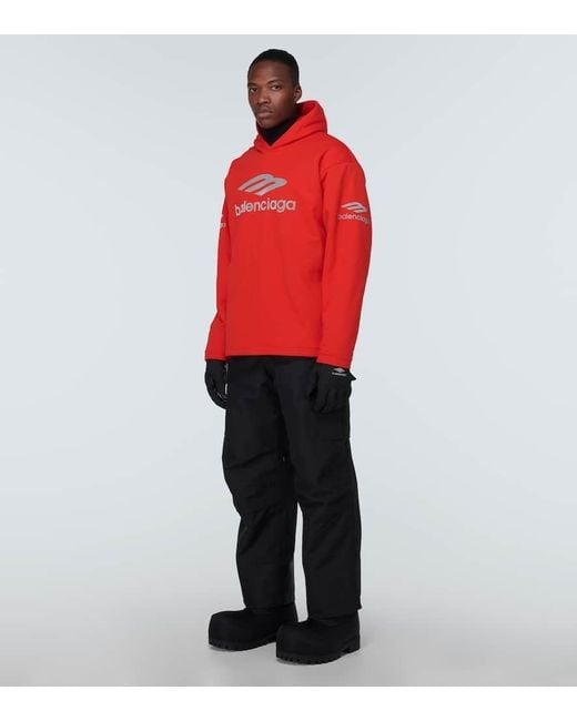 Balenciaga Red 3B Sports Icon Cotton Fleece Hoodie for men