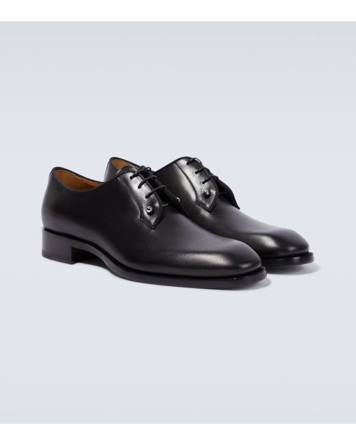 Christian Louboutin Black Chambeliss Leather Derby Shoes for men