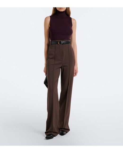 Jardin Des Orangers Purple Ribbed-Knit Virgin Wool Turtleneck Top