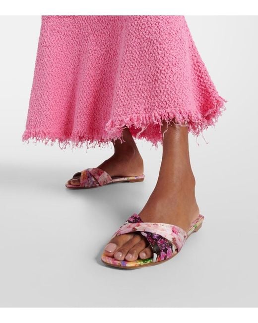Christian Louboutin Pink Nicol Is Back Floral Satin Slides