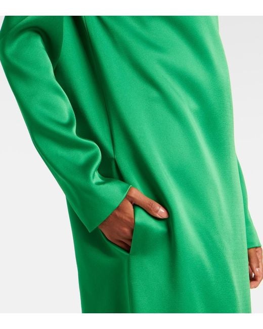 Tom Ford Green Oversized-Robe Aus Glänzendem Crêpe Mit Rückenausschnitt