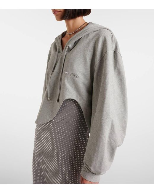 The Attico Gray Asymmetric Cotton-Blend Jersey Hoodie