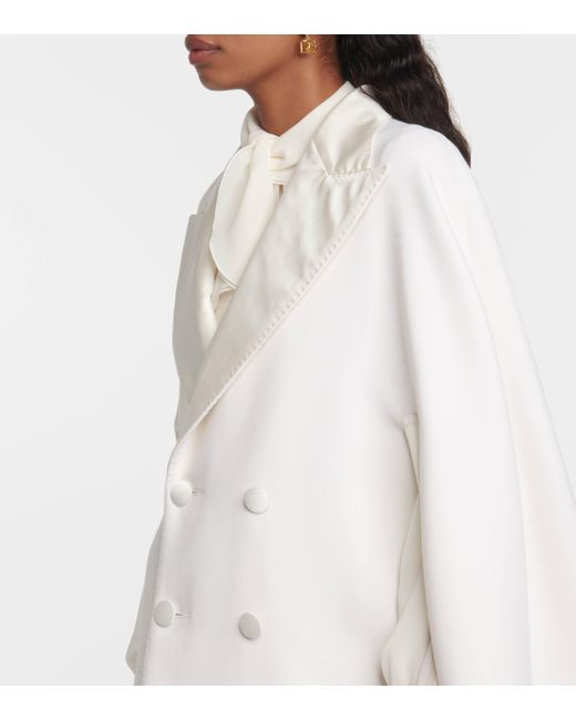 Dolce & Gabbana White Double-breasted Wool-blend Cape