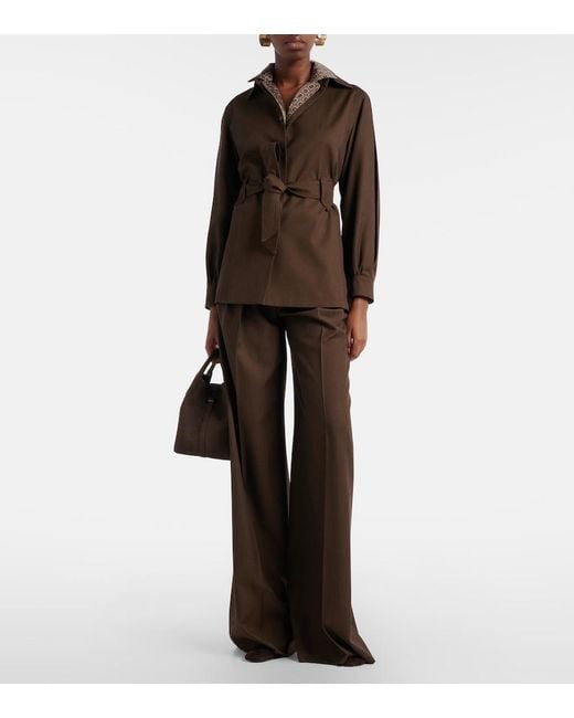 Max Mara Brown Belted Virgin Wool Blazer