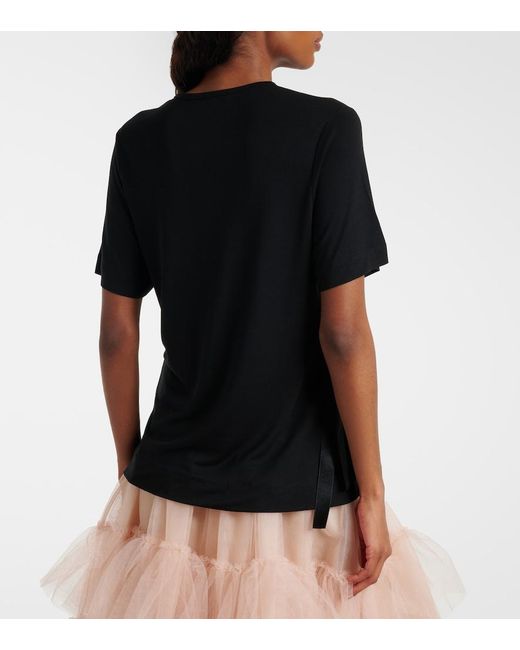 Simone Rocha Black Bow-Detail Jersey T-Shirt