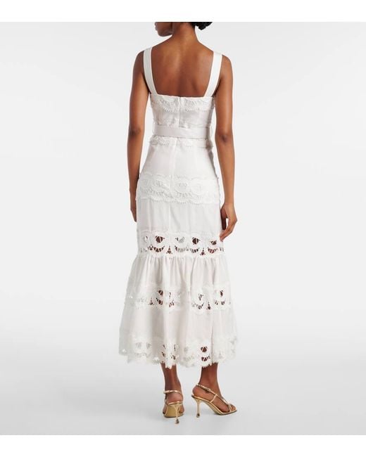 Self-Portrait White Linen Lace Dress