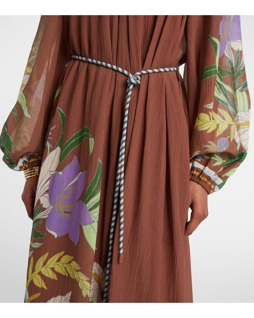 ALÉMAIS Brown Alfie Gathered Cotton And Silk Midi Dress
