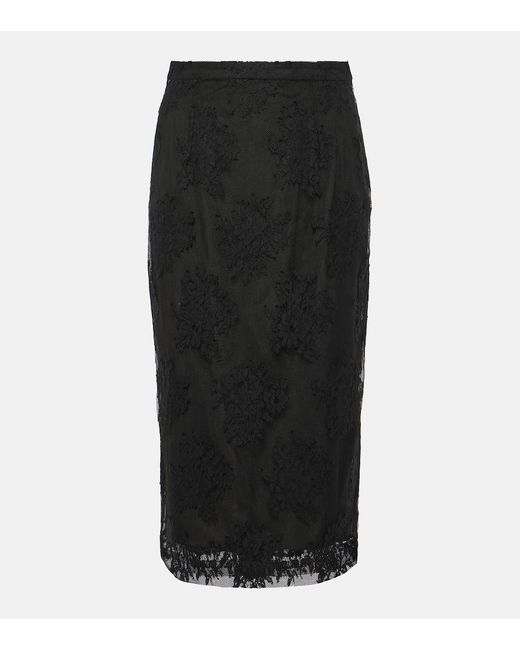 Falda midi de algodon y encaje Dolce & Gabbana de color Black