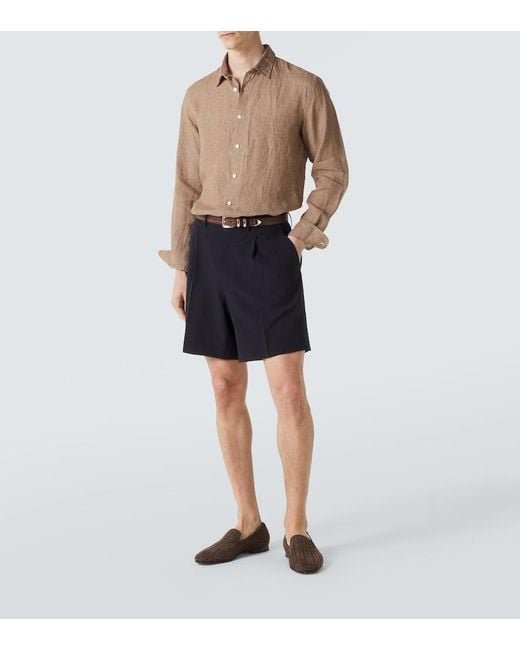 Sunspel Brown Linen Shirt for men