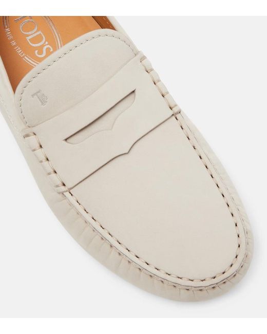 Tod's White Mokassins Gommino Macro Aus Leder