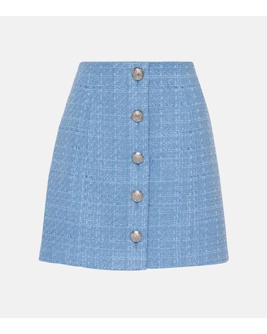 Veronica Beard Blue Rubra Cotton-Blend Tweed Skirt