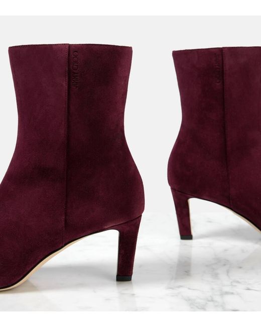 Jimmy Choo Purple Ankle Boots Alizze 65 Aus Veloursleder