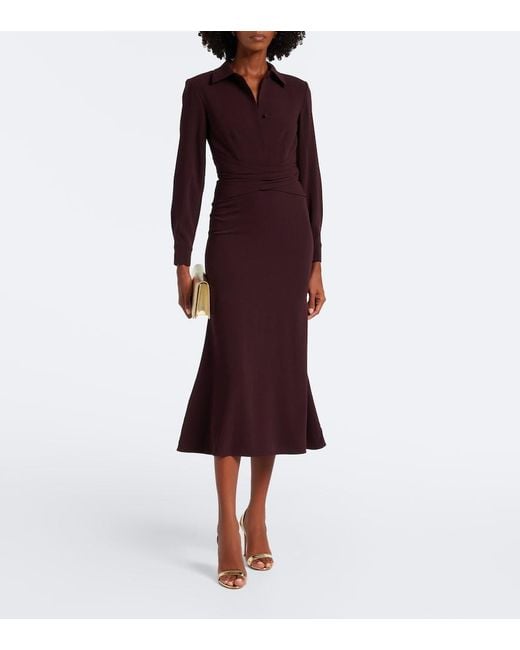 Roland Mouret Purple Draped Crepe Midi Dress