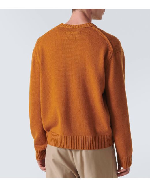 FRAME Orange Crewneck Cashmere Sweater for men