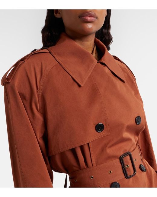 Saint Laurent Brown Oversized Cotton And Silk Trench Coat