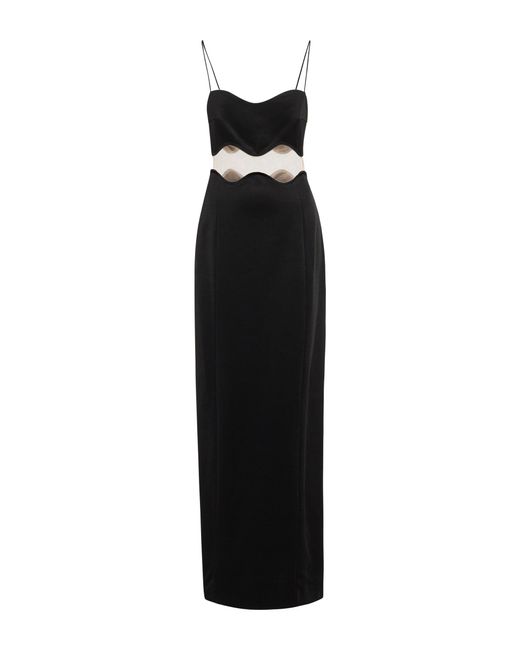 Galvan Black Siren Tulle-panel Jersey Maxi Dress