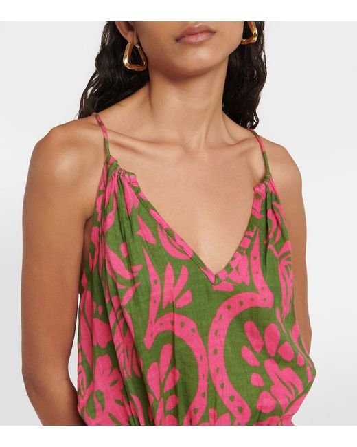 Velvet Red Sasha Printed Cotton Gauze Midi Dress
