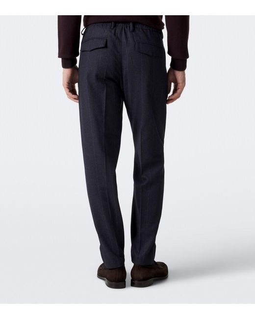 Eleventy Blue Wool, Cotton, And Cashmere Tapered Pants for men