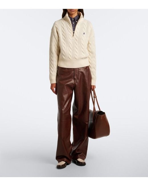 Polo Ralph Lauren White Cable-Knit Wool And Cashmere Sweater