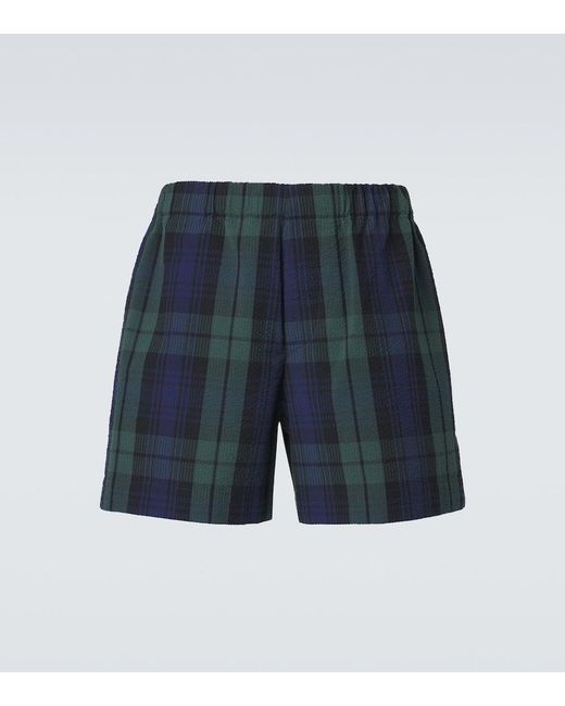 J.W. Anderson Blue Checked Cotton Seersucker Shorts for men