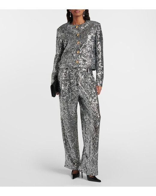 Blazé Milano Gray Fox Sequined Straight Pants