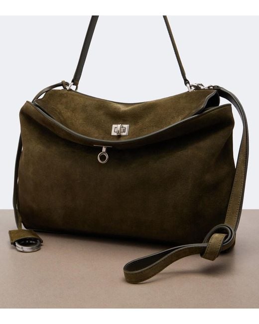Balenciaga Black Rodeo Medium Suede Shoulder Bag