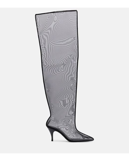 Herbert Levine Black Drawing A Blank 80 Mesh Knee-High Boots
